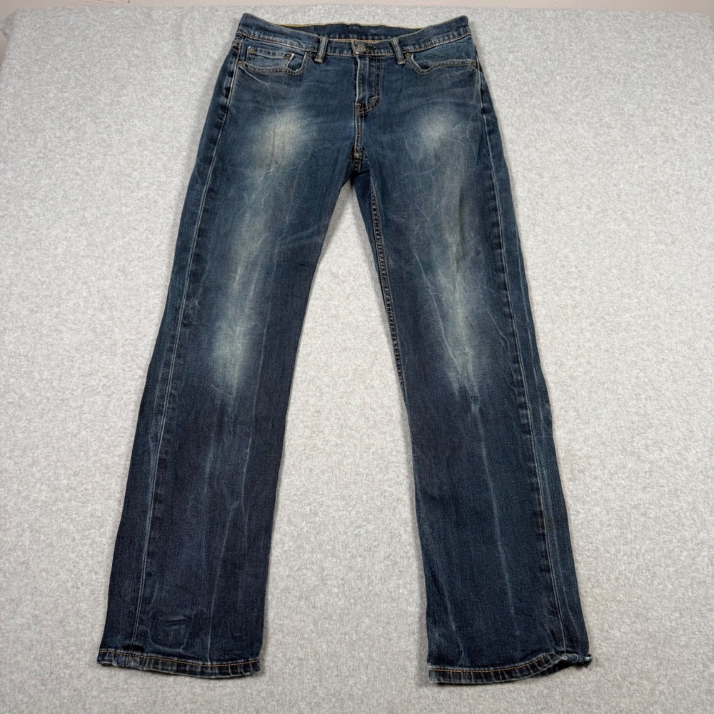 Levis Women Straight Leg Jeans Medium Wash Blue Denim 30x30 Retro Grunge Fade